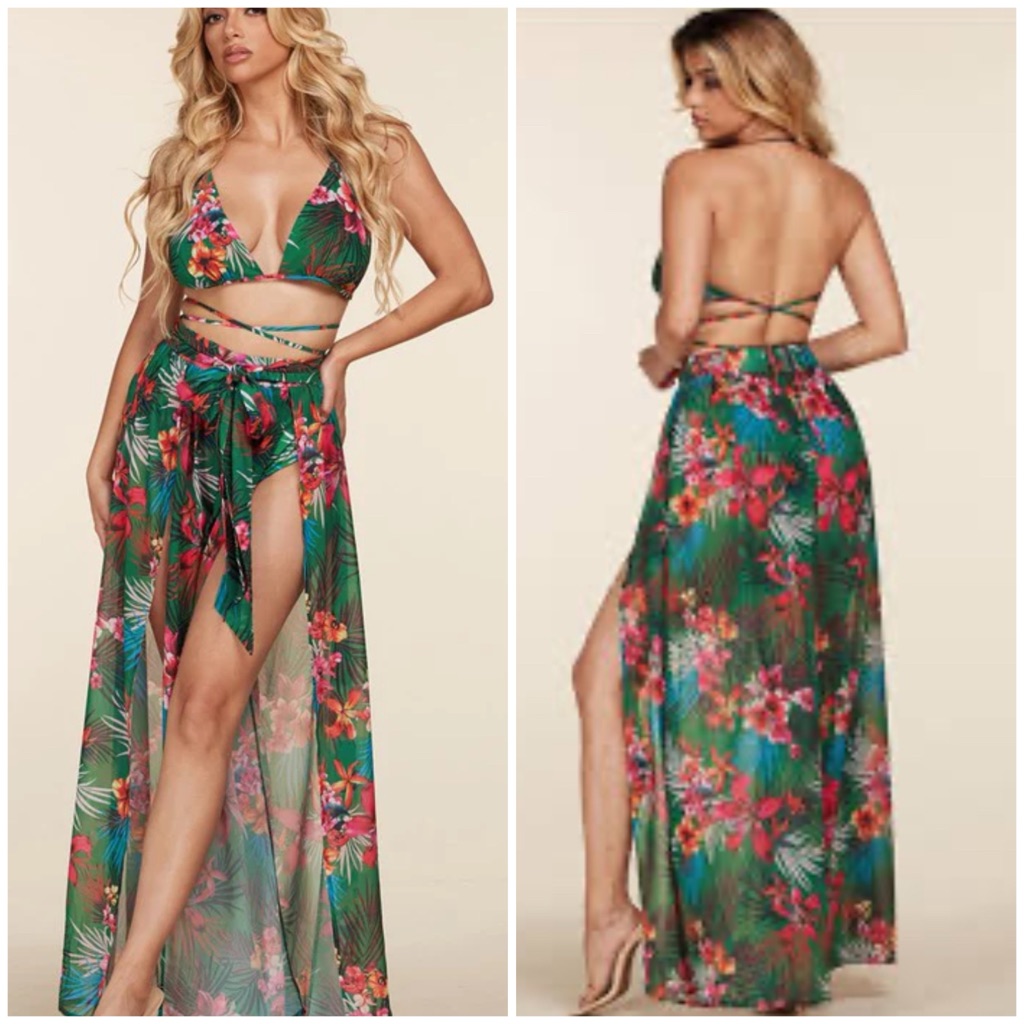 Tropical Print Maxi Dress By Latiste